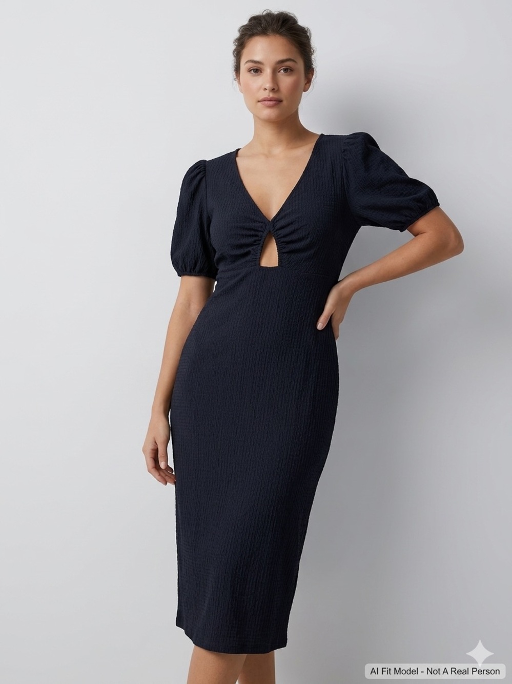Francesca's gb fashion London "Eloise" Textured Cutout Midi Dress